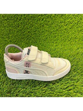 Puma Shock Ralph Sampson Girls Size 3.5C Cream White Pink Running Shoes Sneakers